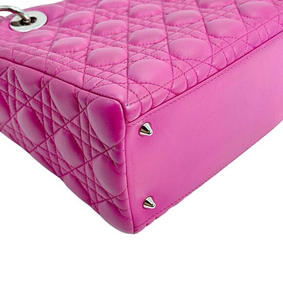 CHRISTIAN DIOR Pink Lambskin Leather Shoulder Bag - Picture 7 of 16